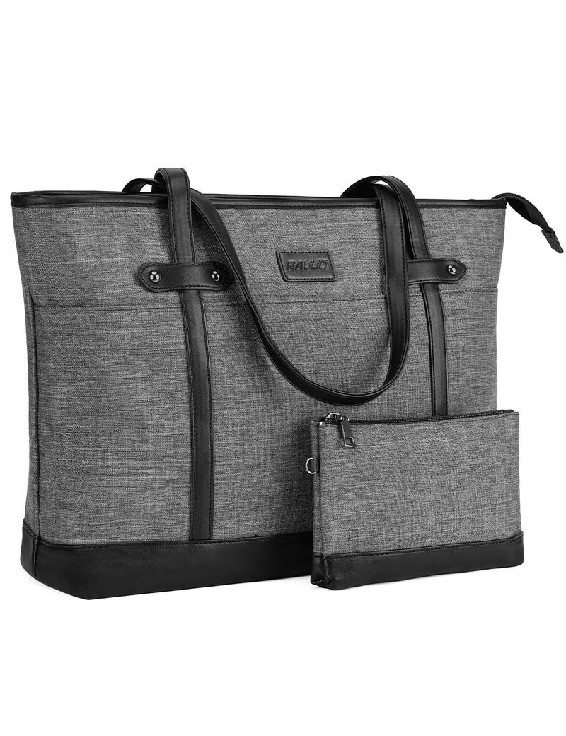 RAVUO Laptop Tote Bag for Women, Water Resistant Lightweight 15.6 Inch Laptop Bag Travel Handbag with Front 3 Pockets - Image 1